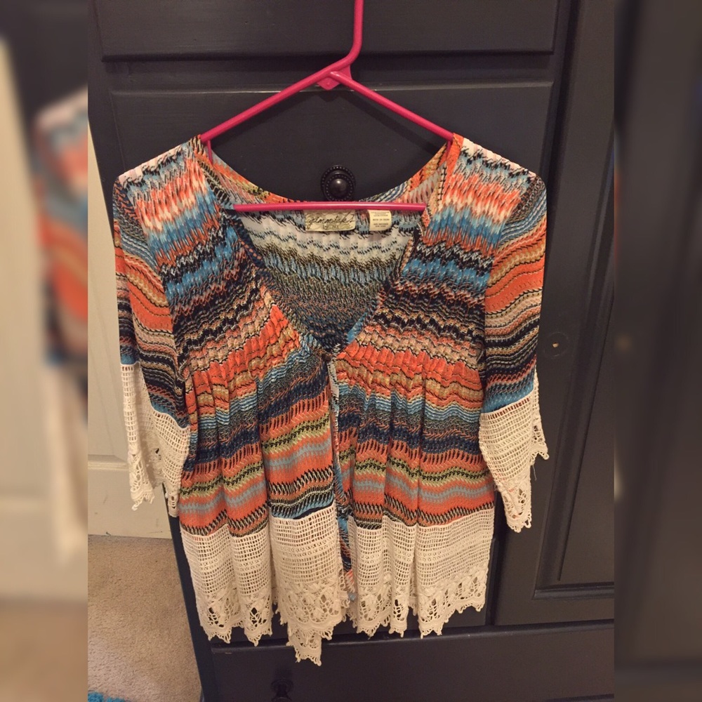 Boho crotchet chiffon top
